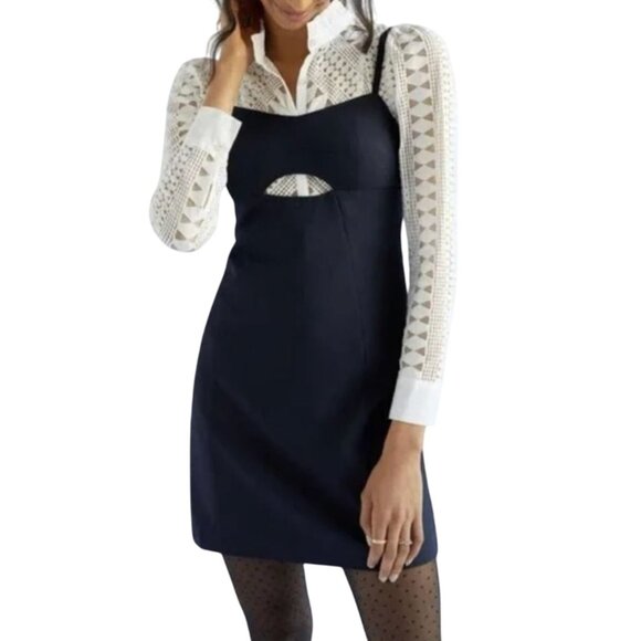 Anthropologie x Mare Mare Cut Out Shift Mini Dress Navy Med Petite NWT - Picture 6 of 6